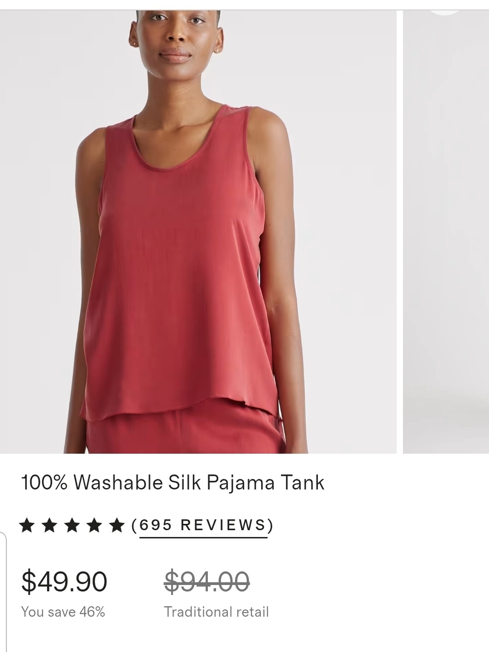 Quince Silk Tank crimson pajama